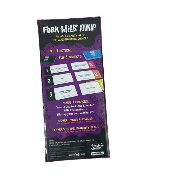 Fork Milk Kidnap Adult Party Game by Hasbro – New Sealed – Funny Card Game 17+ - Picture 2 of 6